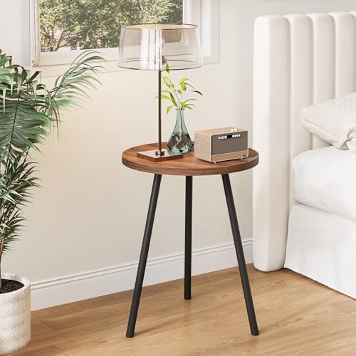 Round Side Table, Small End Table, Drink Table for Couch, Mini Tea Table for Sofa, Modern Accent Nightstand for Small Space, Living Room Bedroom LET521DR - Image 4