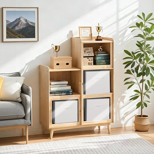 WUIKE 13 x 13 x 13 Storage Cubes, White, Faux Leather Front, 4-Pack - Image 6