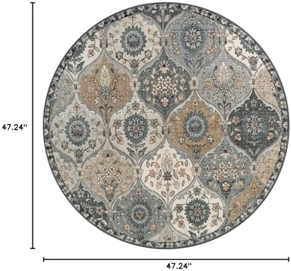 Lahome Moroccan Washable Round Rugs, Soft Vintage Round Rug 4ft - Image 2