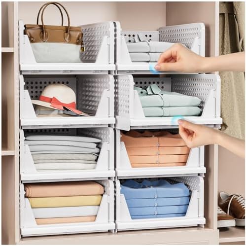 caktraie 5 Pack Stackable Closet Storage Basket - Stackable Storage Bins - Image 2