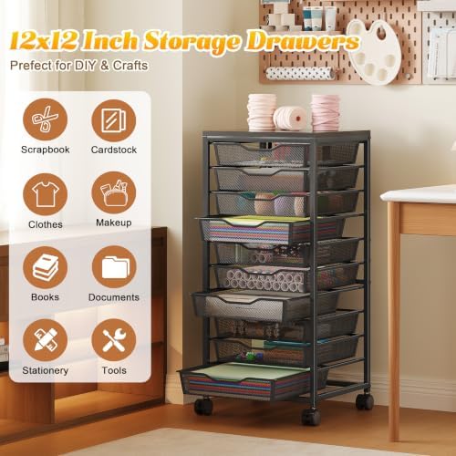 10-Drawer Rolling Storage Cart, Craft Organizers and Storage, Black - Image 4