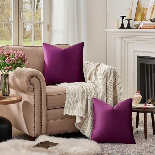GIGIZAZA Velvet Pillow Covers 16x16 Decorative Pillows Pack of 2 Purple - Image 3