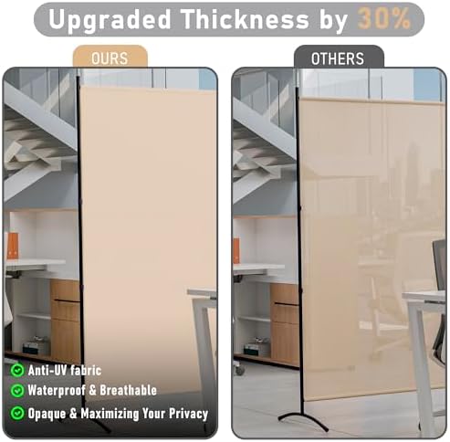 Single Large Room Divider,Folding Privacy Screens for Room Partition,Beige - Image 2