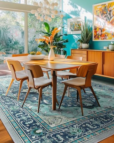 RELEANY Washable Area Rug, 5'x8', Teal - Image 2