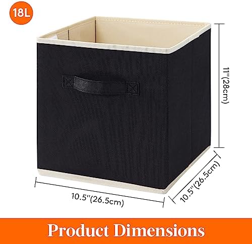 Lifewit Storage Cubes, 11 Inch Organizer Bins, 18L Black, 12 Packs - Image 5