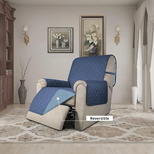 Easy-Going Reversible Couch Cover, Recliner 22 in, Dark Blue/Light Blue - Image 2