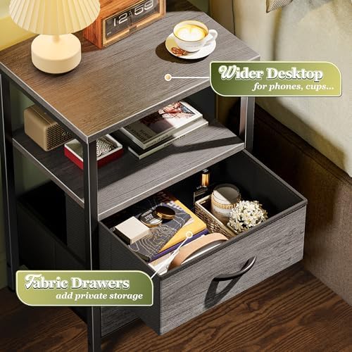 Huuger Night Stand Set of 2, Nightstand with 2 Drawers, Bedside Table - Image 5