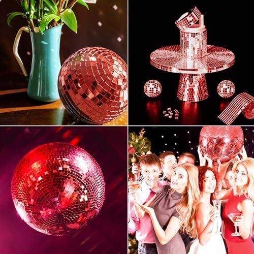 Art3dwallpanels Mirror Mosaic Disco Tiles Self Adhesive Glass, Red - Image 4