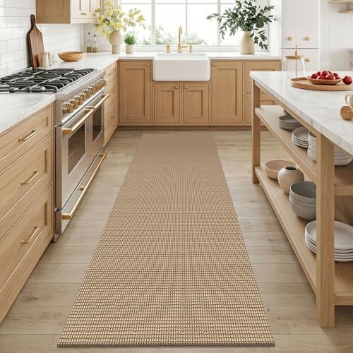 KOZYFLY 3x6 Washable Runner Rug, Non Slip Wide Runners for Hallway, Woven Large Entryway Runners, Braided Floor Carpet Runner for Entry, Kitchen, Bedside, Hall, Orange Beige/Tan/Brown - Image 3