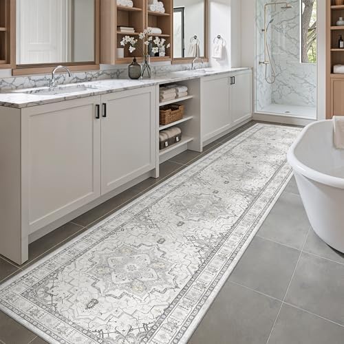 Madane Washable Runner Rugs 2x12 Long for Hallway Kitchen Soft, Grey - Image 2