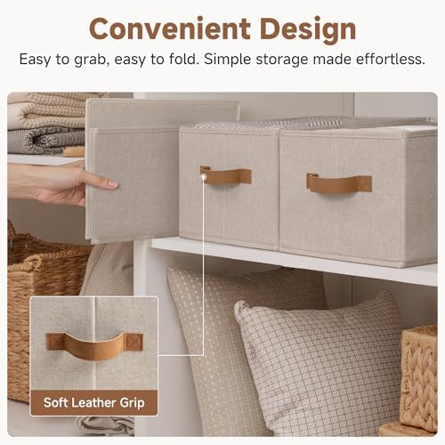 StorageWorks Closet Storage Bins, Brown & Beige, Large, 3-Pack - Image 3
