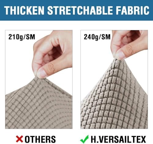 H.VERSAILTEX 4 Piece Stretch Sofa Covers for 3 Cushion Couch Covers for Living Room Furniture Slipcovers (Base Cover Plus 3 Seat Cushion Covers) Thicker Jacquard Fabric (Large Sofa, Taupe) - Image 3
