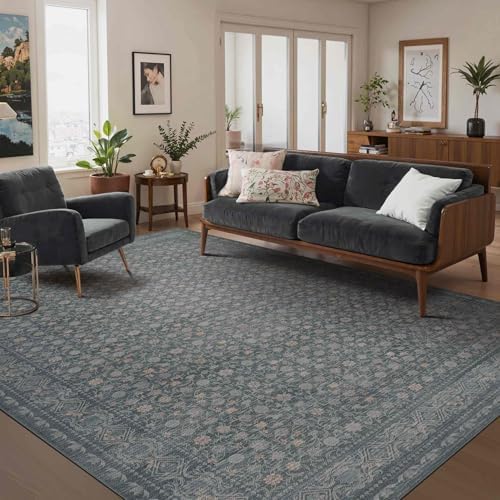 Rugxara 6x9 Washable Area Rug for Living Room,Soft Blue by Rugxara