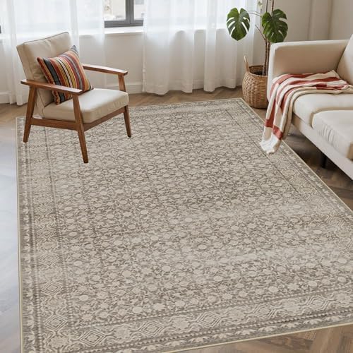Rugxara 4x6 Vintage Boho Washable Rug for Bedroom(Beige) by Rugxara
