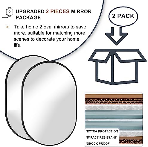 Oval Bathroom Mirror Capsule Wall Vanity Mirror, 2 Pieces 20"x30" Pill Mirrors Wall Mounted Mirror, Large Modern Mirror with Gold Metal Frame, Decor for Entryway, Bedroom, Living Room - Image 3
