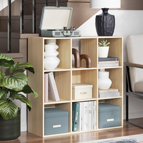 Signature Design by Ashley Piperton 9 Cube Storage Organizer Bookshelf, Tan - Image 7