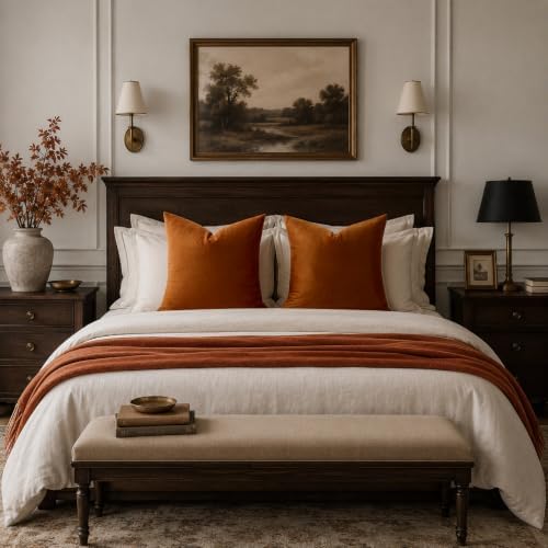 GIGIZAZA Burnt Orange Velvet Throw Pillow Covers Big 26x26 Pack of 2 - Image 6