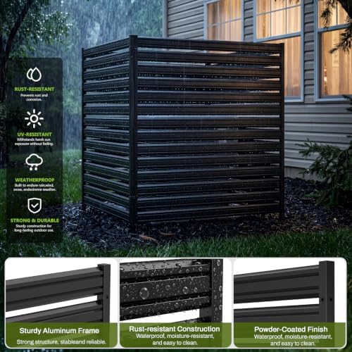 2 Panel No Dig Privacy Fence Screen, 42" H × 38" W Metal Outdoor AC Fencing - Image 4