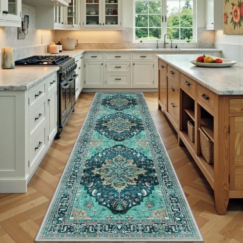 RELEANY Washable Area Rug, Runner 3'x9', Teal by RELEANY