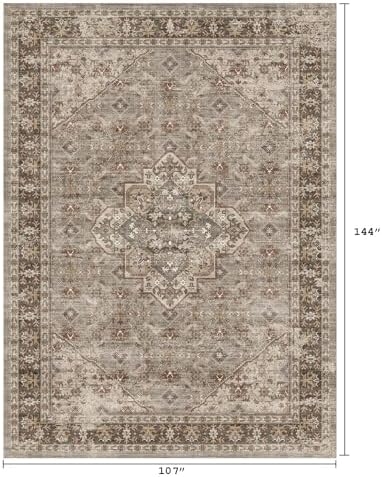 Washable 9x12 Area Rug, Vintage Non-Slip Large Rugs for Living Room - Image 2