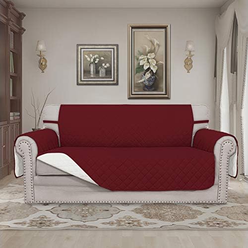 Easy-Going Reversible Couch Cover, 2 Cushion Sofa, Christmas Red/Ivory - Image 2