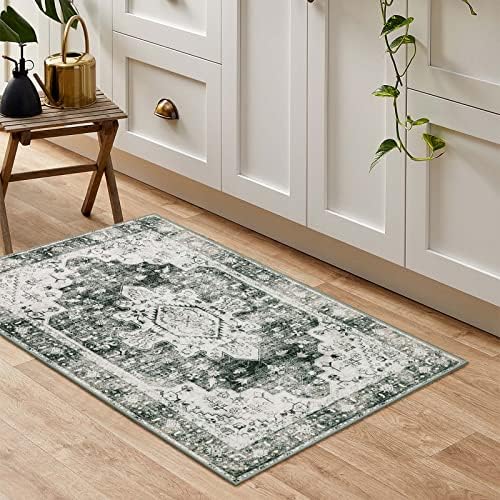 Moynesa Ultra-Thin Washable Area Rug - 2x3 Small Grey Front Door Rug Kitchen Mat, Non Slip Non Shedding Pet Friendly Bathroom Carpet for Office Laundry Powder Room Bedside Hardwood Floor - Image 7
