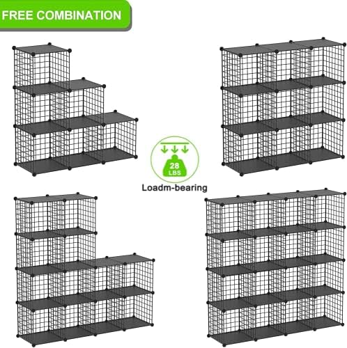 Wire Cube Storage Organizer, 25-Cube Metal Storage Shelves Bookshelf, Stackable Modular Closet Organizer for Bedroom Living Room, Office,Storage Shelves - Image 4