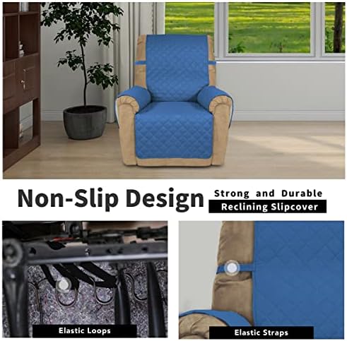 Easy-Going Reversible Couch Cover, Recliner 22 in, Blue/Ivory - Image 3