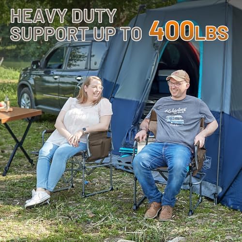 TIMBER RIDGE 400lbs Heavy Duty Camping Chair Portable Directors Chair - Image 4