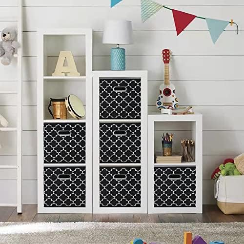 11 Inch Cube Storage Bins , Fabric Cube Organizer Bins with Handle, Foldable Cube Bins for Cloth or Accessary Storage, 11x11x11 Set of 3 (Black Light) - Image 4