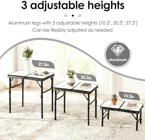 Folding TV Trays Foldable Dinner Tray Table, 3 Adjustable Height, 24"x 16" - Image 5