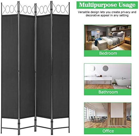 FDW 4-Panel Folding Room Divider | 6ft, Black | Light & Portable - Image 5