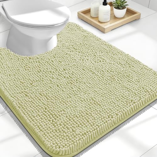 OLANLY Toilet Rugs U-Shaped 24x20, Soft Absorbent Chenille Contour Rugs by OLANLY
