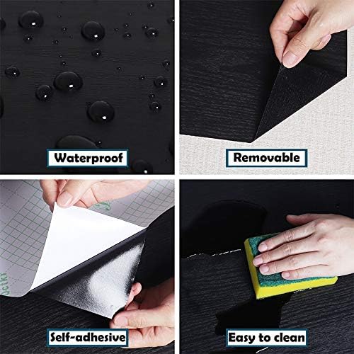 tiltil Black Wood Peel and Stick Wallpaper Wood Contact Paper 17.7" × 197" | Self-Adhesive Wallpaper Removable Waterproof Wall Paper Vinyl for Countertop Furniture Kitchen Countertop Easy to Clean - Image 4