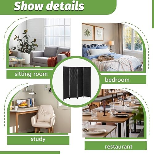 FDW 4-Panel Folding Room Divider | 6ft, Coal Black | Light & Portable - Image 6