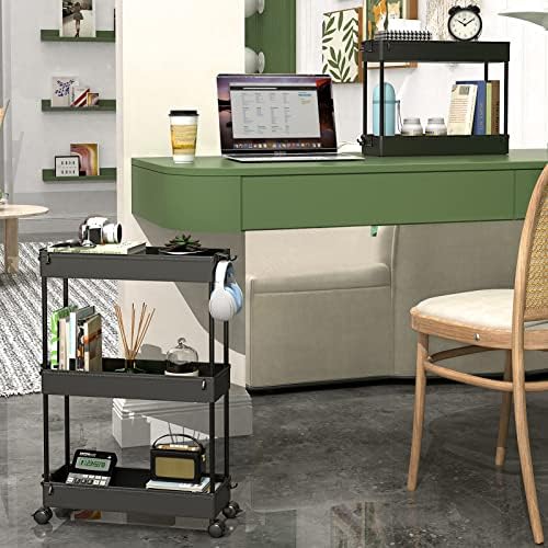 SPACEKEEPER Slim Rolling Storage Cart, 3 Tier Bathroom Storage Organizer Laundry Room Utility Cart Mobile Shelving Unit, Multi-Purpose for Kitchen Office Bathroom Laundry Narrow Places, Black - Image 6