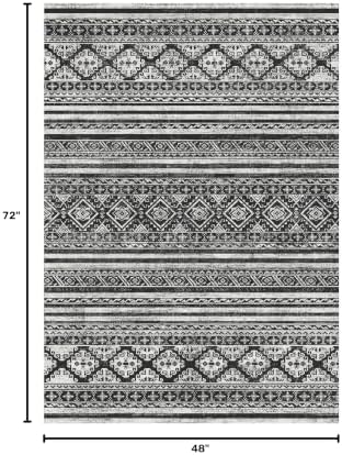 RUGSURE Washable Area Rugs 4' x 6' - 1/6 Thick - Moroccan-Inspired -Stain & Water Resistant Non-Slip - Resistant Rug for Living Room, Bedroom, Nursery, Pet & Child Friendly (Black) - Image 2