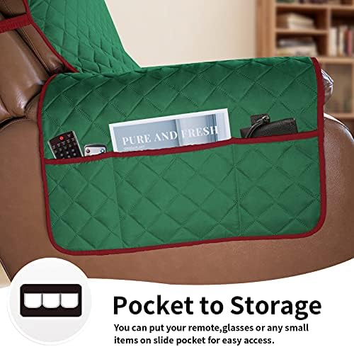 Easy-Going Oversized Recliner Chair Slipcover Reversible Sofa Cover Water Resistant Couch Cover Furniture Protector with Elastic Straps for Pets Dog Cat (Oversized Recliner, Green/Christmas Red) - Image 3