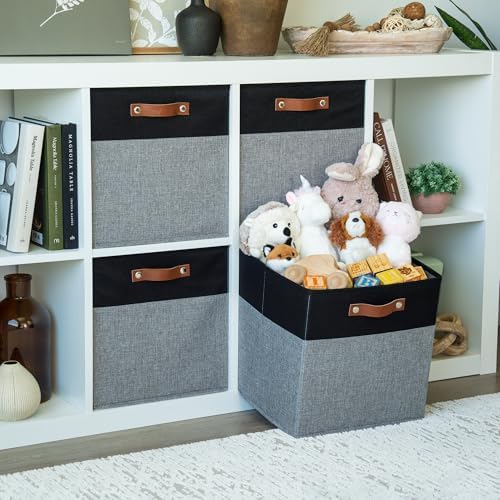 OrganiHaus 13x13 Cube Storage Bins, Set of 4 - Fabric Storage Cubes - Image 3