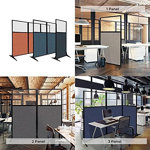 Versare Workstation Partition | Portable Wall Divider | Modern Office Cubicle | Free Standing Privacy Screen | Flexible Work Space | 33" x 70" W/Window, Mocha Fabric Panels - Image 2