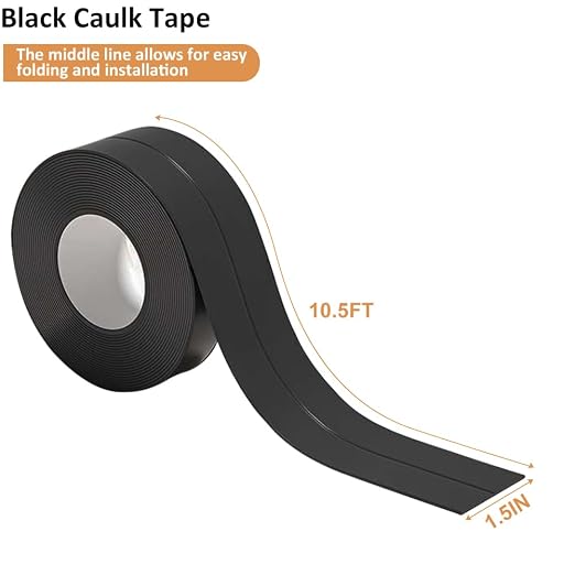 Black Caulk Tape Waterproof Self Adhesive Peel & Stick Sealing Strip for Kitchen Countertop Sink Backsplash Bathtub Floor Toilet Vinyl Tile Bathroom Decor, Better Than Silicone Sealant Caulking Tube - Image 3