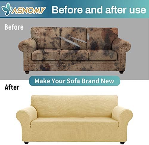 Asnomy Stretch Oversized Couch Covers for Sofa Slipcover,Champagne - Image 6