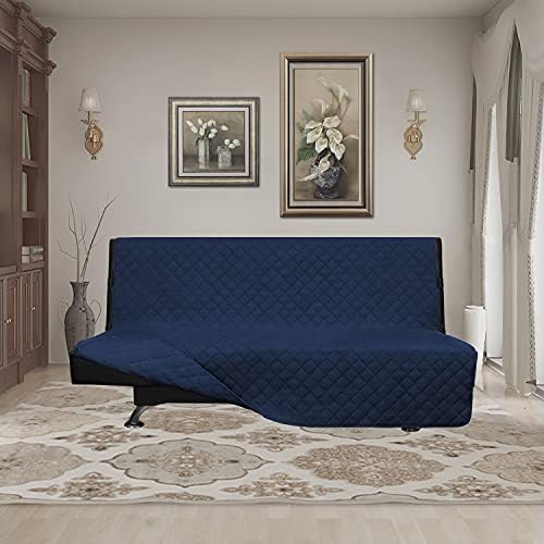 Easy-Going Reversible Couch Cover, Large Futon Sofa, Navy/Navy - Image 2