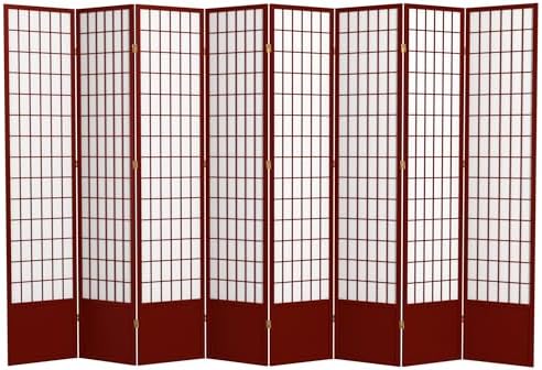 Red Lantern 7 ft. Tall Window Pane Shoji Screen - Rosewood - 8 Panels by RedLantern