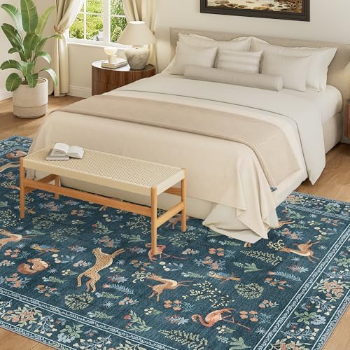 DUKINO 8x10 Area Rugs, Washable Soft Animal Bedroom Rug Non Slip, Blue - Image 3