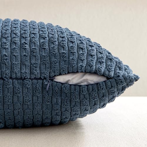 MIULEE Decorative Throw Pillow Covers 18x18 Blue Textured Corduroy - Image 6