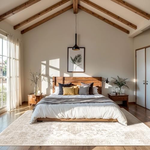 Large 8x10 Ivory Cream Washable Rugs for Living Room Bedroom(Neutral Beige) - Image 2