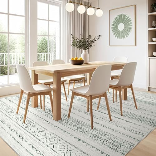 Nakagishi Green Rug Living Room Rugs: 9x12 Washable Boho Large Neutral Soft Farmhouse Stain Resistant Modern Non Slip Indoor Floor Carpet for Bedroom Nursery Kids Playroom Office Dining Room Home - Image 7