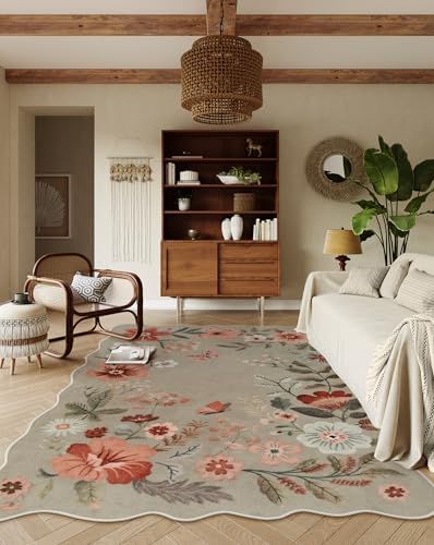 Lahome Floral Washable Rugs for Living Room Bedroom, Soft 5x7 Area Rugs by Lahome