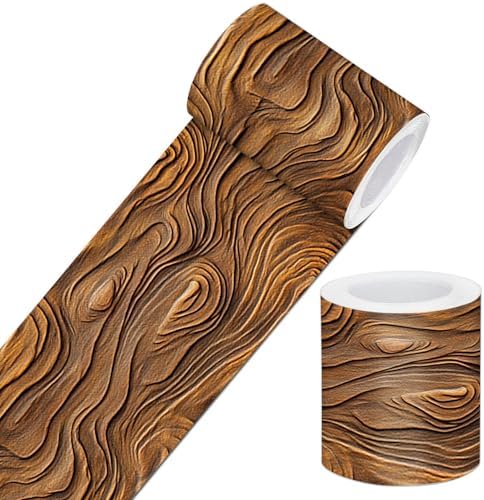 IVN Wallpaper Border Peel and Stick Wall Rustic Wood Grain 4x196 Inch by IVN